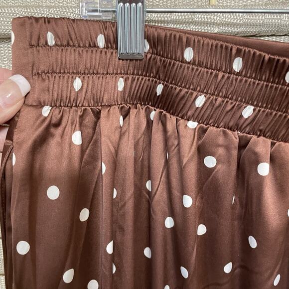 Torrid Stretch Satin Hi-Low Ruffle Skirt Size 1/1X/14-16 Brown Polka Dot NEW - Picture 4 of 10